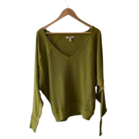Free People Santa Clara Green V-Neck Thermal Dolman Sleeves Gorpcore Top - Picture 4 of 9